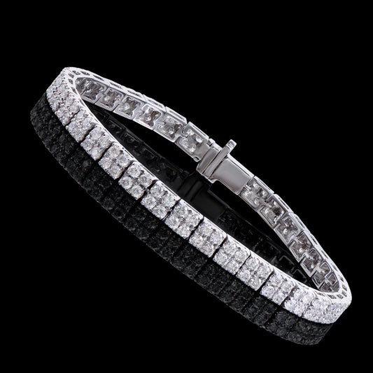 5.15 Cts Certified Diamonds 14K White Gold Designer 2 Row Bracelet Size length 7.25 Inches