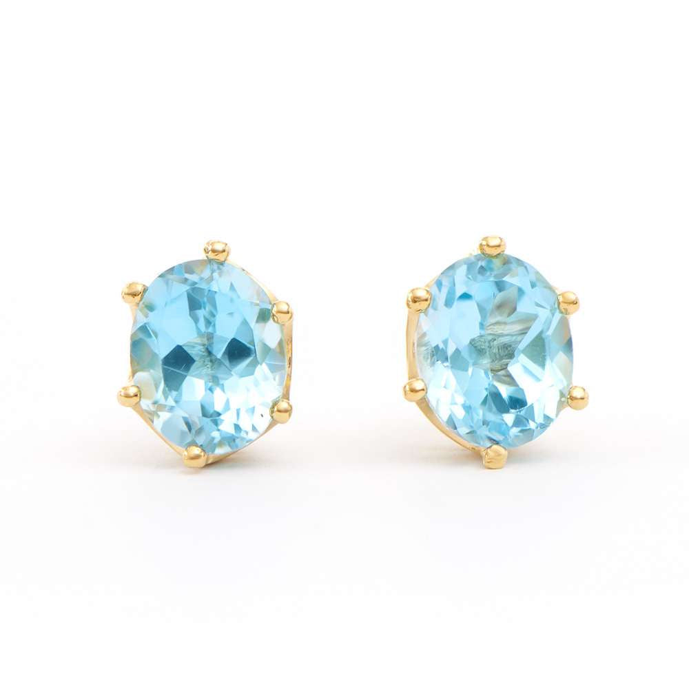 5.50 Tw Cts Blue Topaz 18K Gold Plated Designer Ear-Rings