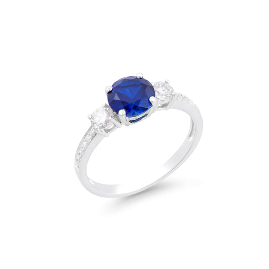 Sapphire 14K WG Designer Ring & 2.05 TCW Certified Lab Grown Diamonds