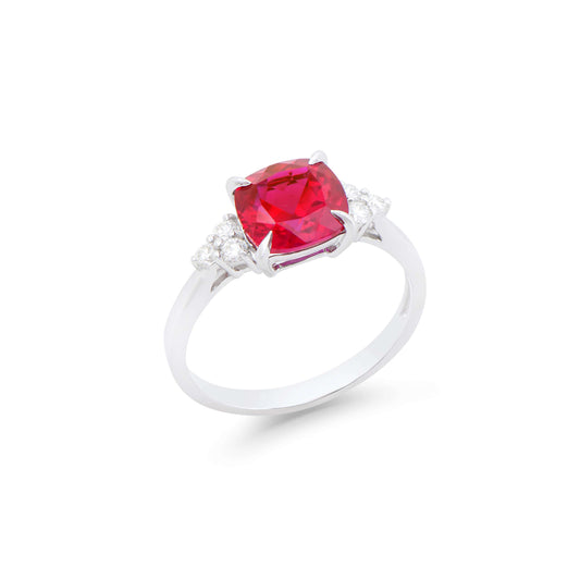 Ruby 14K WG Designer Ring & 3.01 TCW Certified Lab Grown Diamonds