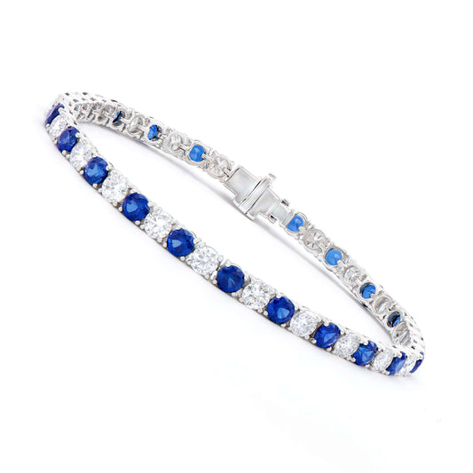 14k WG Designer Bracelet & 11.76 TCW Certified Lab Grown Sapphire