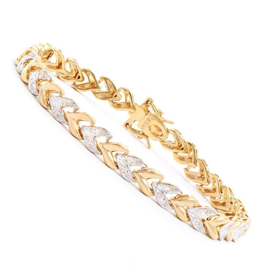 0.28 Tw Cts Diamonds 18K Gold Plated Designer Bracelet Size 8 Inches