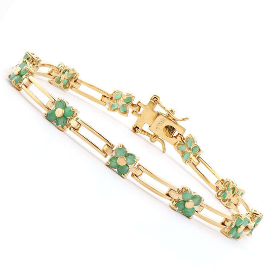 3.00 Tw Cts Emeralds 18K Gold Plated Designer Bracelet Size 7.8 Inches