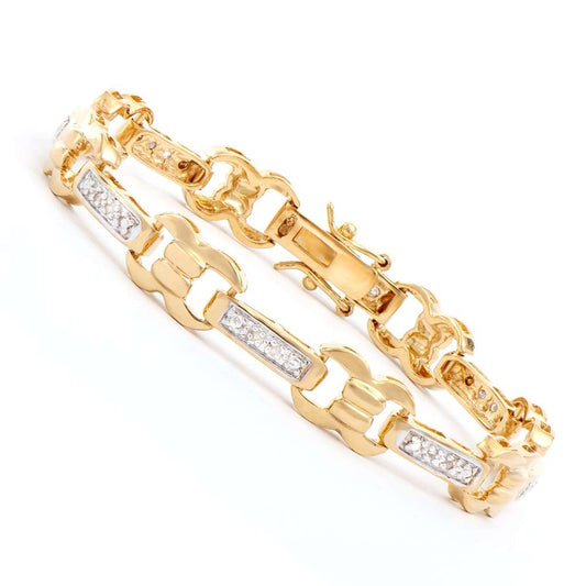 0.16 Tw Cts Diamonds 18K Gold Plated Designer Bracelet Size 7 Inches