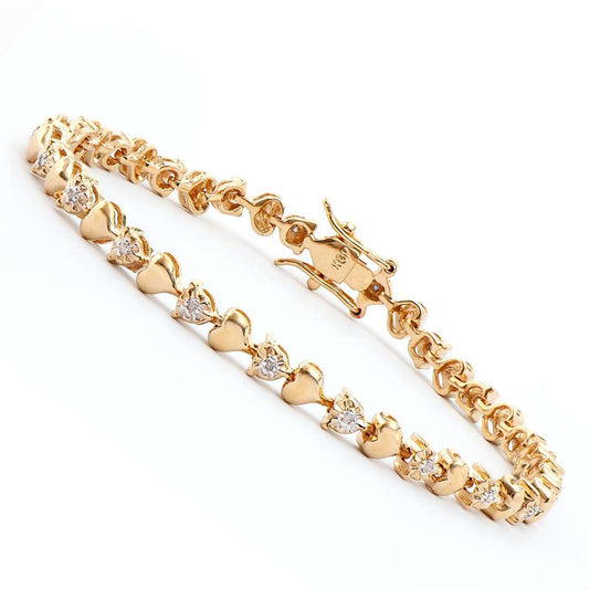 0.15 Tw Cts Diamonds 18K Gold Plated Designer Bracelet  Size 7.9 Inches