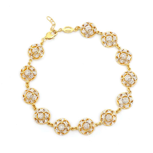 0.12 Tw Cts Diamonds 18K Gold Plated Designer Bracelet Size 8.5 Inches