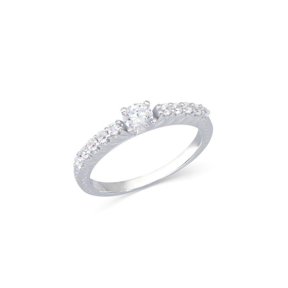 0.44 Cts Tw Certified Diamonds 14K White Gold Designer Ring Size 7.5