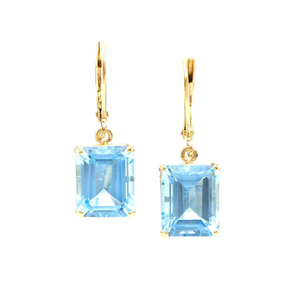 10.05 Tw Cts Blue Topaz 18K Gold Plated  Designer Ear-Rings