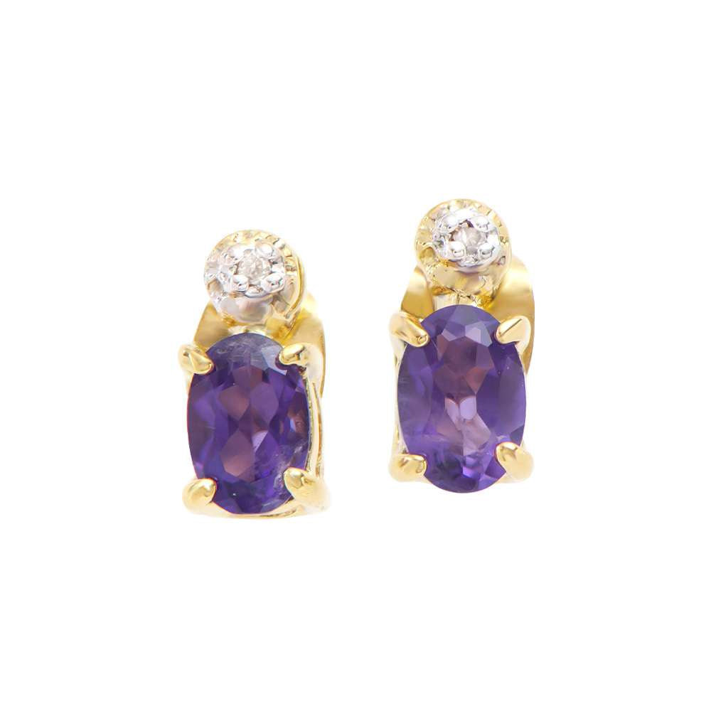 .77 Tw Cts Amethyst & Diamonds 18K Gold Plated Designer Ear-Rings