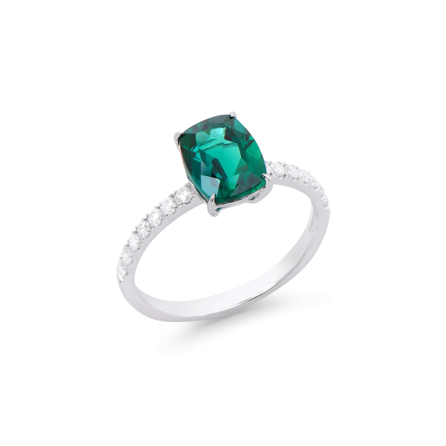 Emerald 14K WG Designer Ring & 2.42 TCW Certified Lab Grown Diamonds