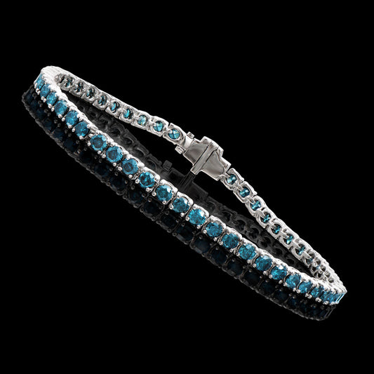 5.75 Cts Certified Diamonds 14K White Gold Designer Tennis Bracelet Size length 7.3 Inches London Blue Color Diamonds