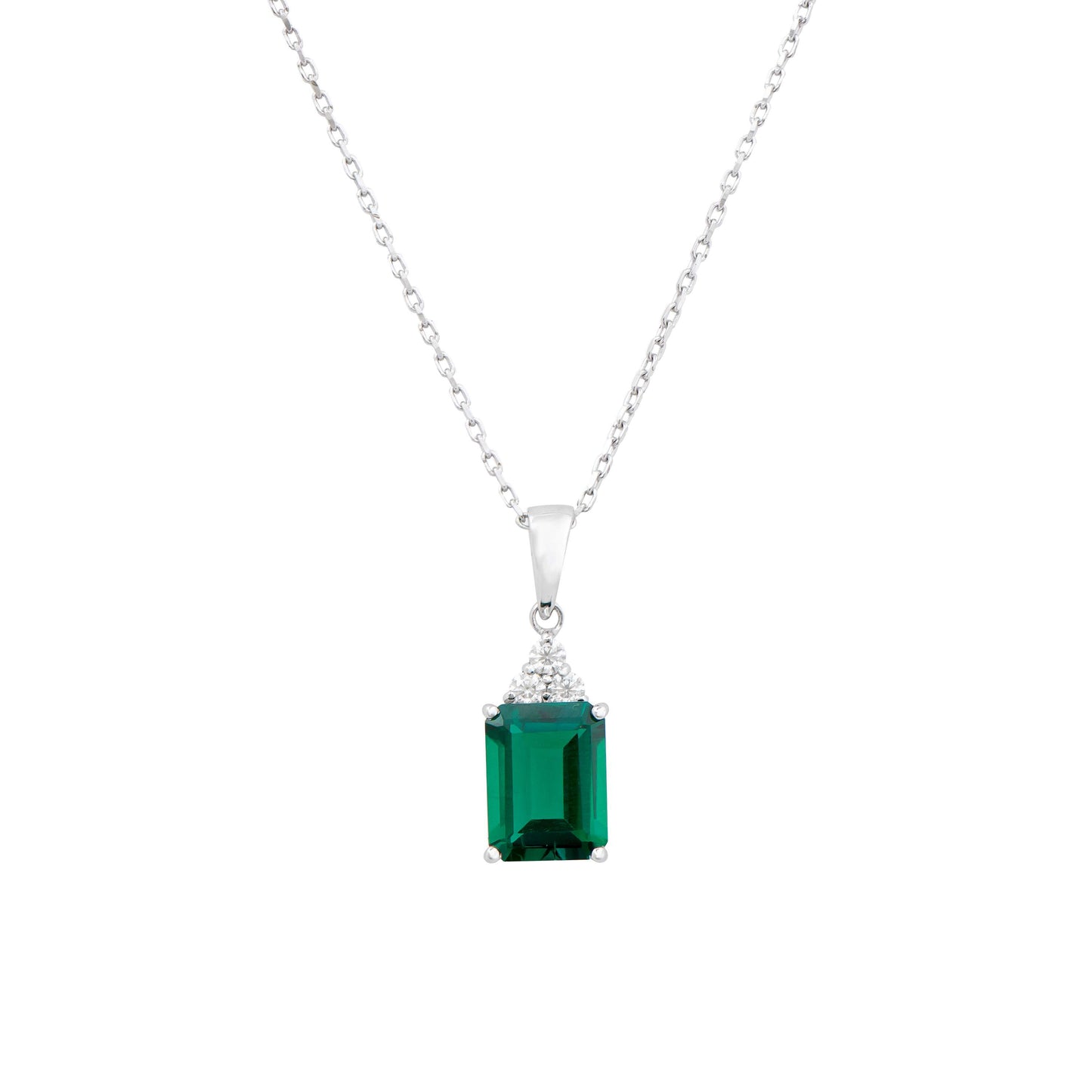 Emerald 14K WG Designer Pendant & 2.15 TCW Certified Lab Grown Diamonds