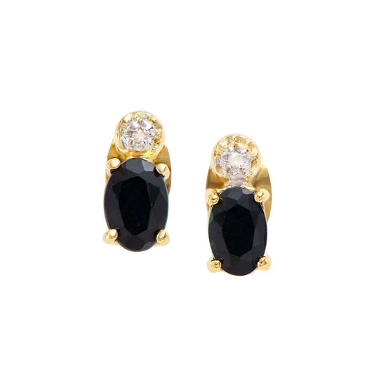 1.27 Tw Cts Black Sapphire & Diamonds 18K Gold Plated Designer Ear-Rings