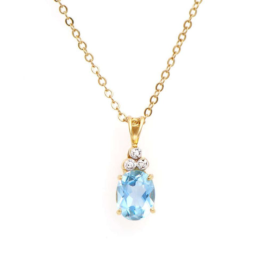 4.38 Cts Blue Topaz & Diamonds 18K Gold Plated Designer  Necklace Size 18 Inches