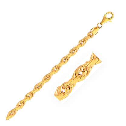 14k Yellow Gold Solid Diamond Cut Rope Chain (5.00 mm)