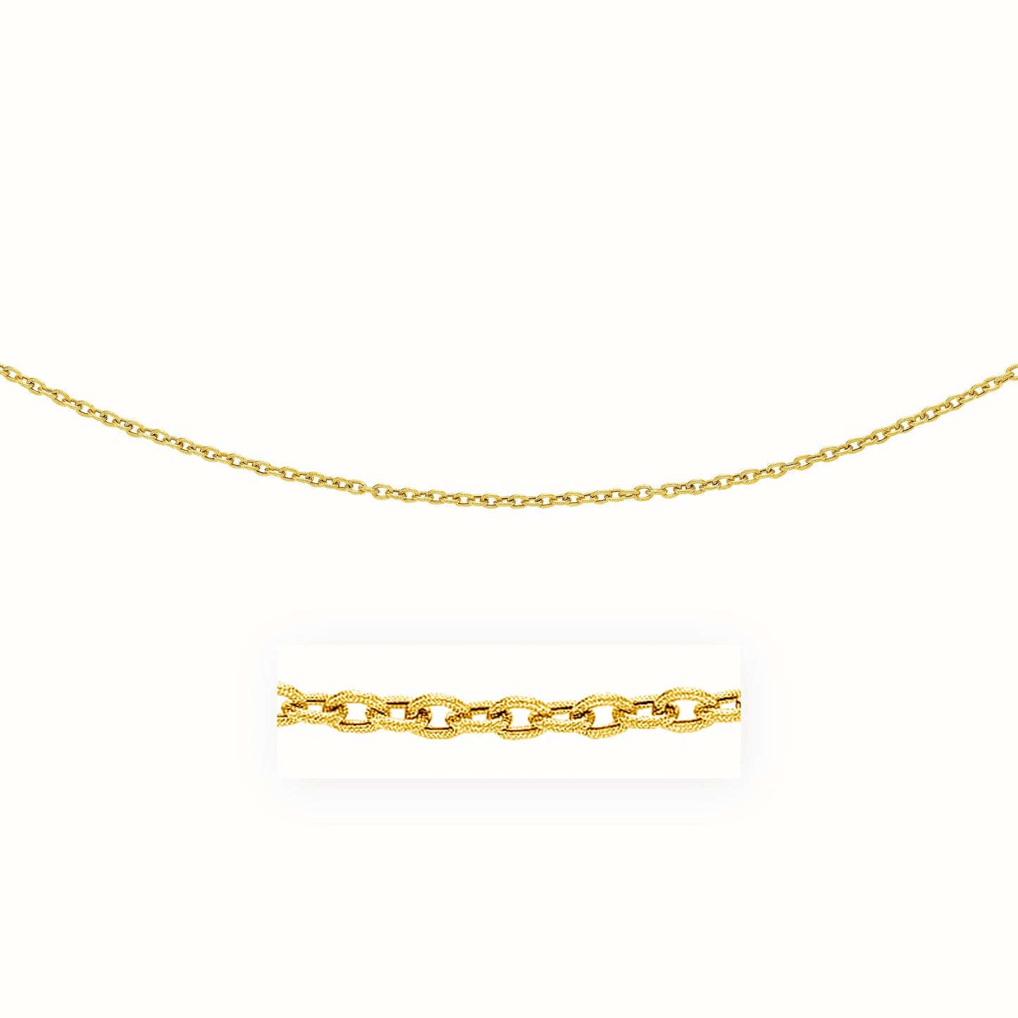 14k Yellow Gold Pendant Chain with Textured Links (3.3 mm)