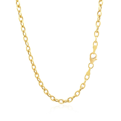 14k Yellow Gold Pendant Chain with Textured Links (3.3 mm)