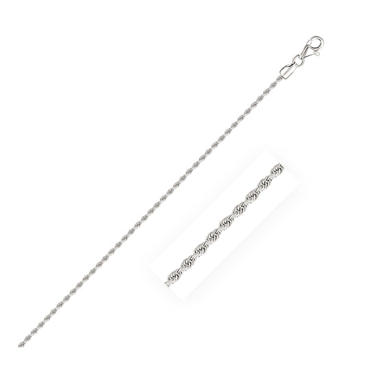 14k White Gold Solid Diamond Cut Rope Chain (1.80 mm)