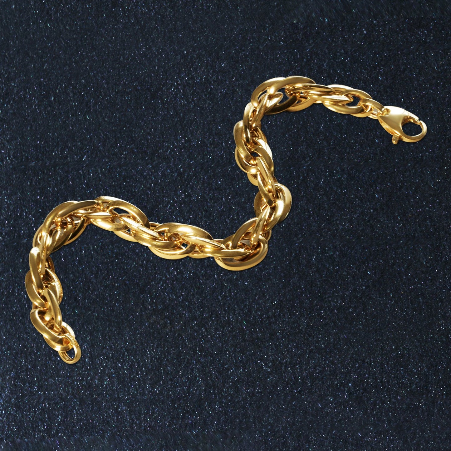 Double Oval Link Chain Bracelet in 14k Yellow Gold (10.00 mm)