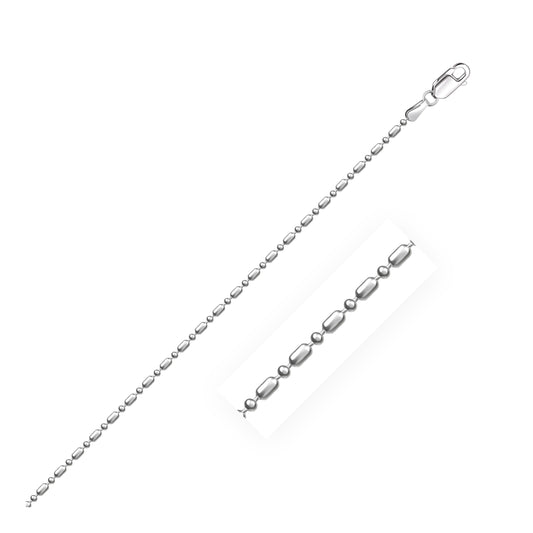 14k White Gold Diamond-Cut Alternating Bead Chain (1.10 mm)