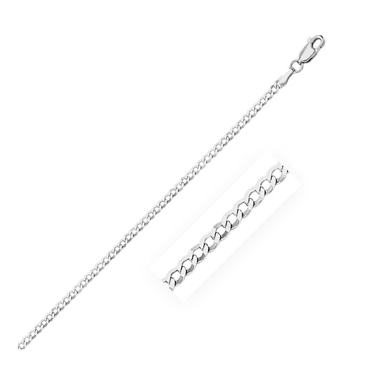 14k White Gold Solid Curb Chain (2.60 mm)