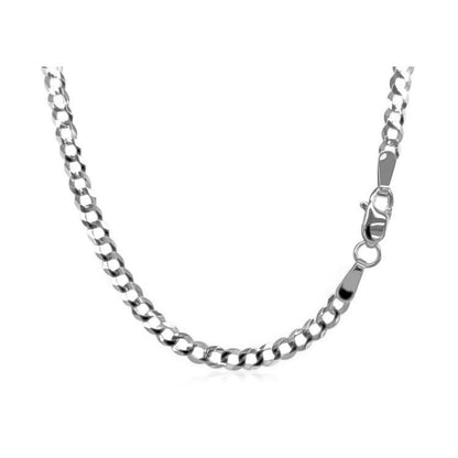 14k White Gold Solid Curb Chain (2.60 mm)