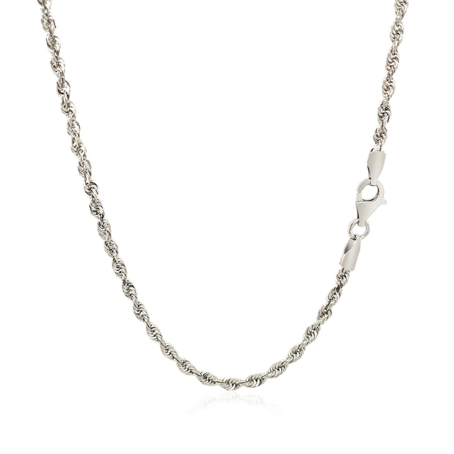 14k White Gold Solid Diamond Cut Rope Chain (2.50 mm)