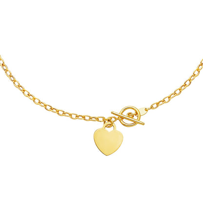 Toggle Necklace with Heart Charm in 14k Yellow Gold