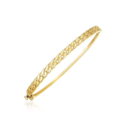 14k Yellow Gold High Polish Cuban Chain Link Bangle (4.60 mm)