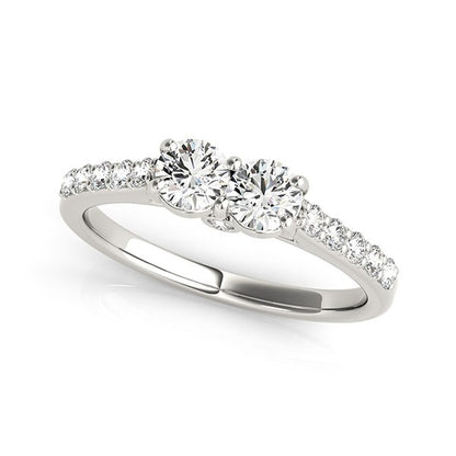 14k White Gold Round Two Stone Diamond Ring (3/4 cttw)