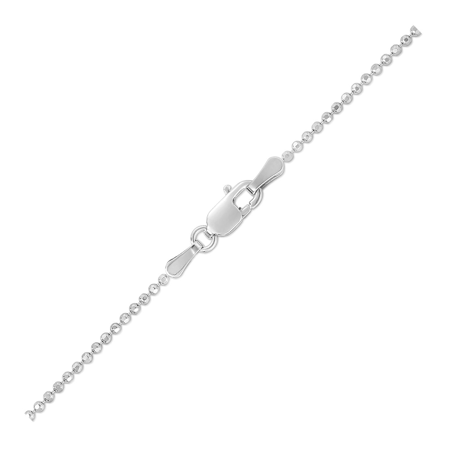 14k White Gold Diamond-Cut Bead Chain (1.10 mm)