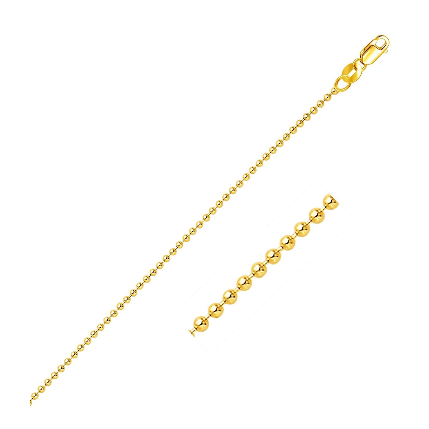 18k Yellow Gold Bead Chain 1.5mm (1.50 mm)