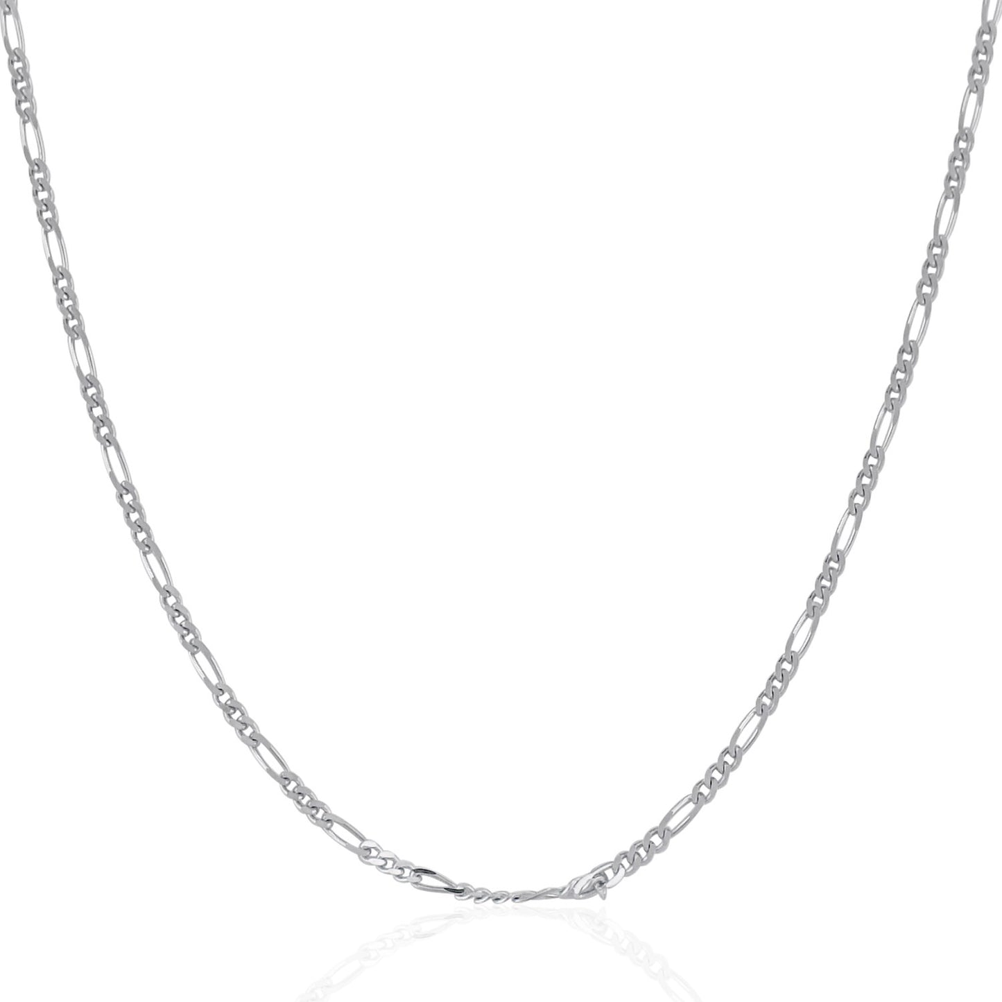 14k White Gold Solid Figaro Chain (1.90 mm)