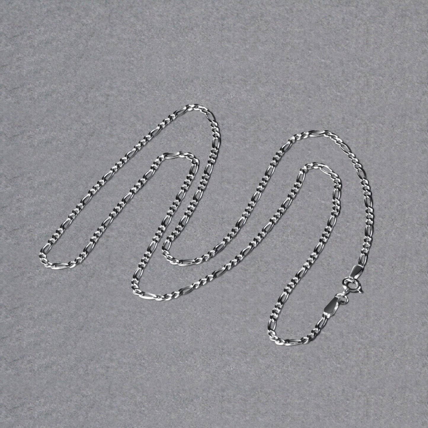 14k White Gold Solid Figaro Chain (1.90 mm)