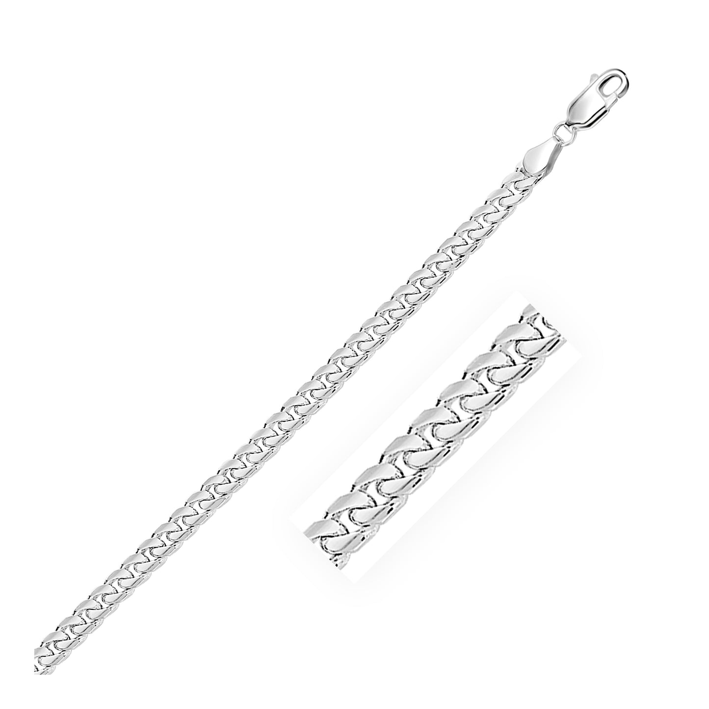 14k White Gold Solid Miami Cuban Bracelet (5.00 mm)