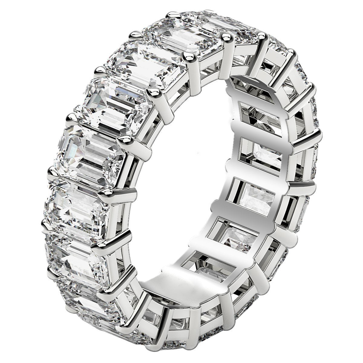 Emerald Cut Lab Grown Diamond Eternity Ring in 14k White Gold (8 cttw FG/VS2)