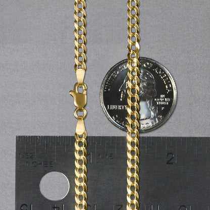 14k Yellow Gold Solid Curb Chain (3.60 mm)