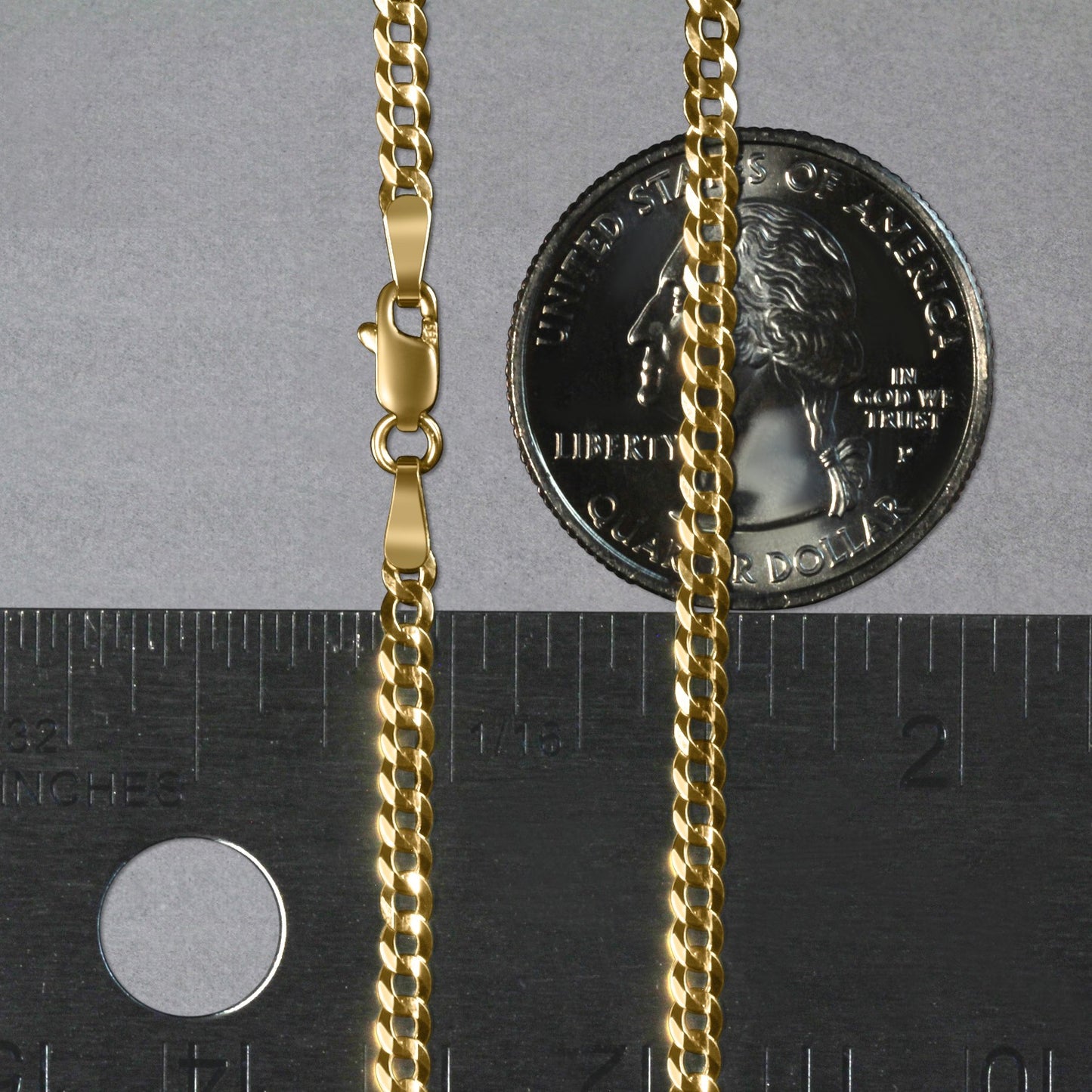 14k Yellow Gold Solid Curb Chain (2.60 mm)