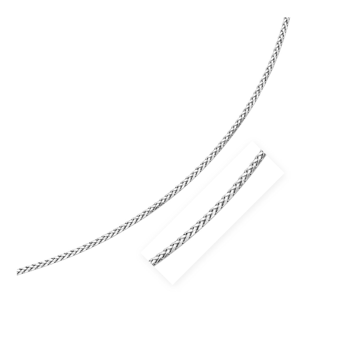 Sterling Silver Rhodium Plated Wheat Chain (3.20 mm)