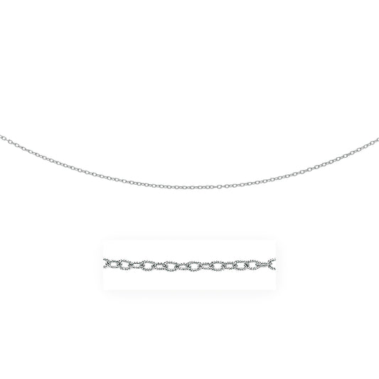 14k White Gold Pendant Chain with Textured Links (2.30 mm)