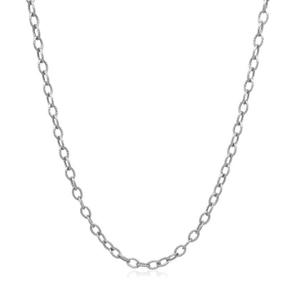 14k White Gold Pendant Chain with Textured Links (2.30 mm)