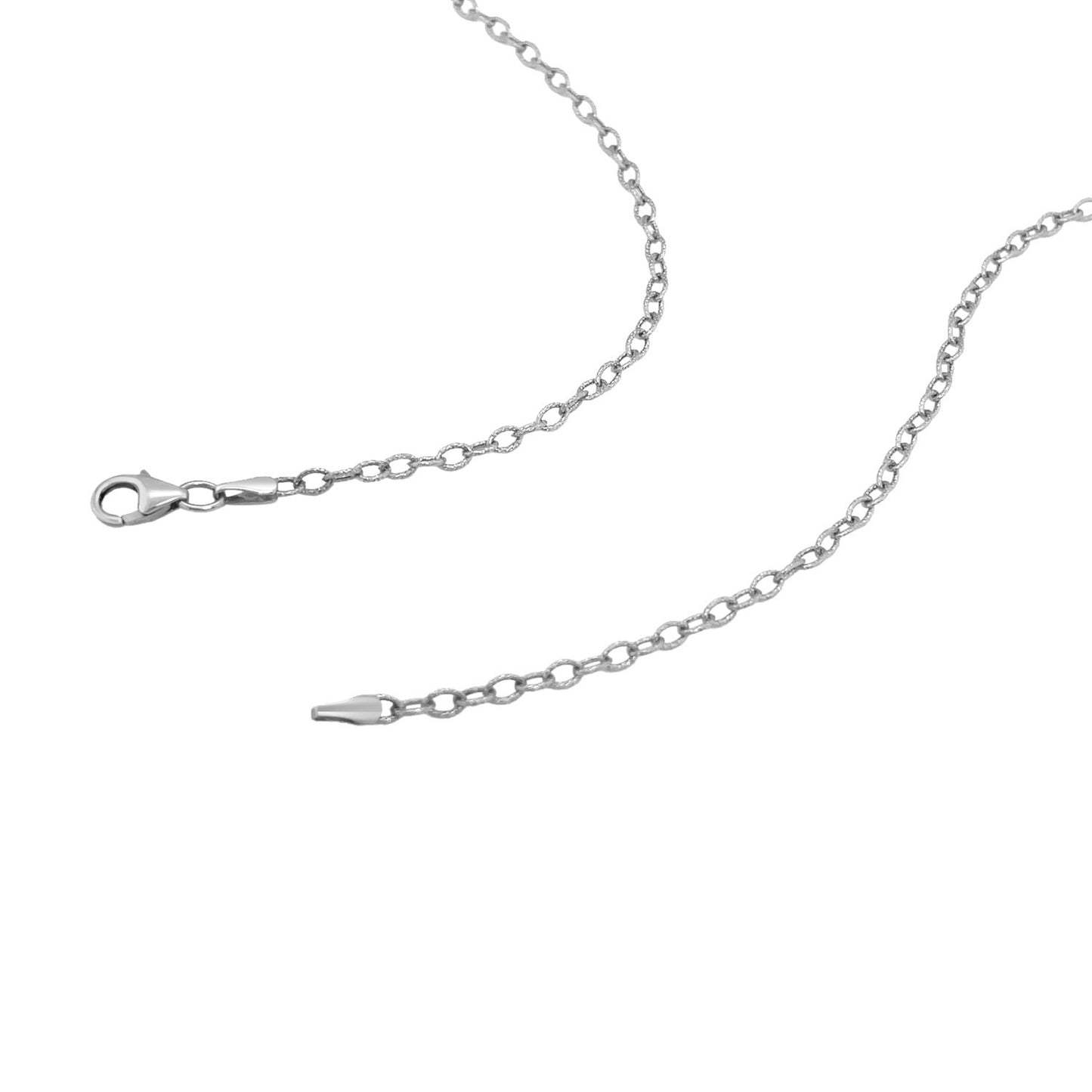 14k White Gold Pendant Chain with Textured Links (2.30 mm)