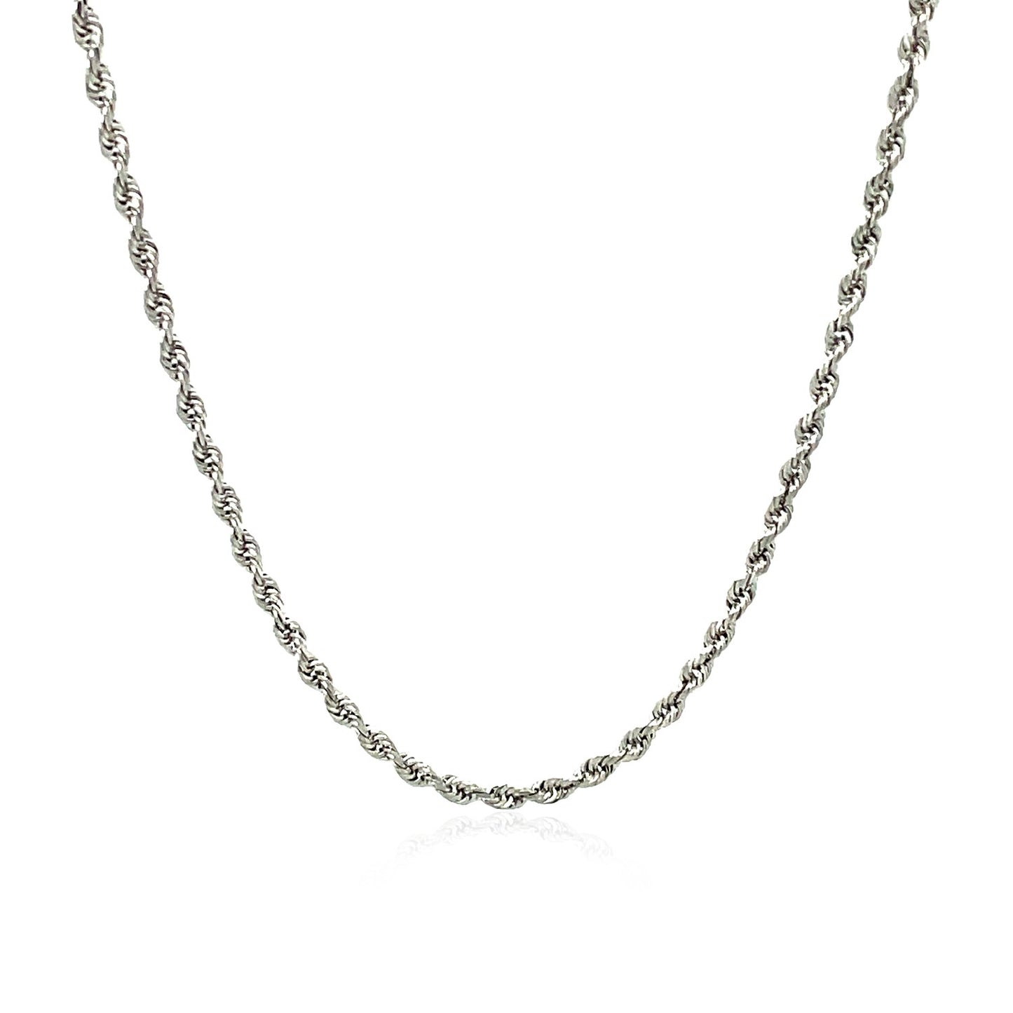 14k White Gold Solid Diamond Cut Rope Chain (2.00 mm)