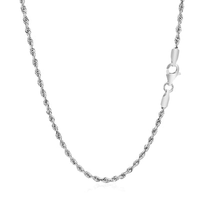 14k White Gold Solid Diamond Cut Rope Chain (2.00 mm)