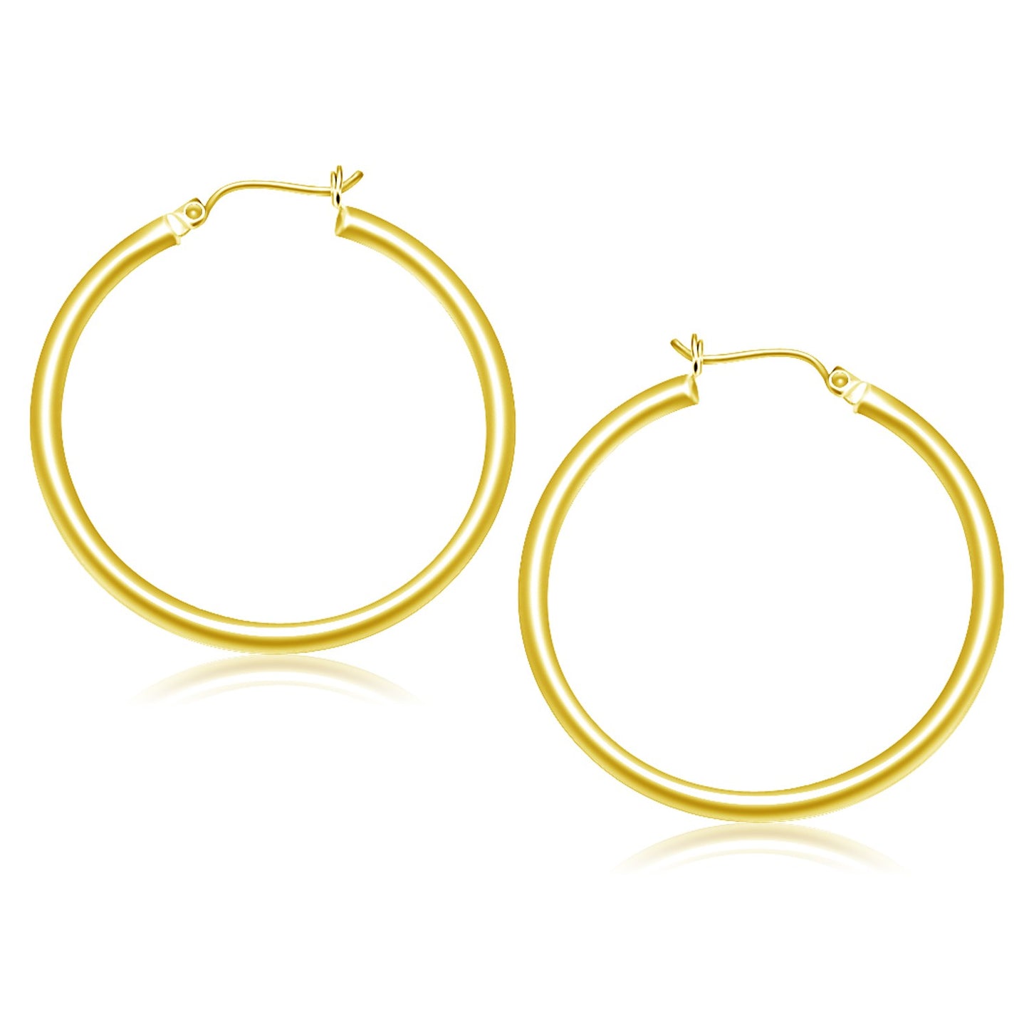 14k Yellow Gold Polished Hoop Earrings (3x40mm)