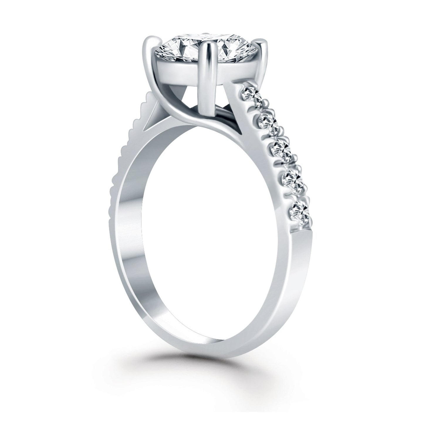 14k White Gold Trellis Diamond Engagement Ring