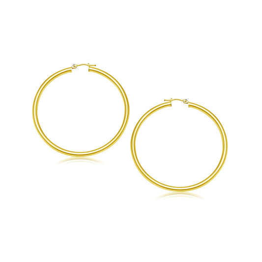 14k Yellow Gold Polished Hoop Earrings (3x25mm)