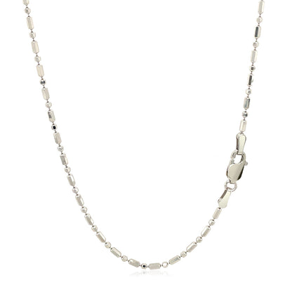 14k White Gold Diamond-Cut Alternating Bead Chain (1.30 mm)