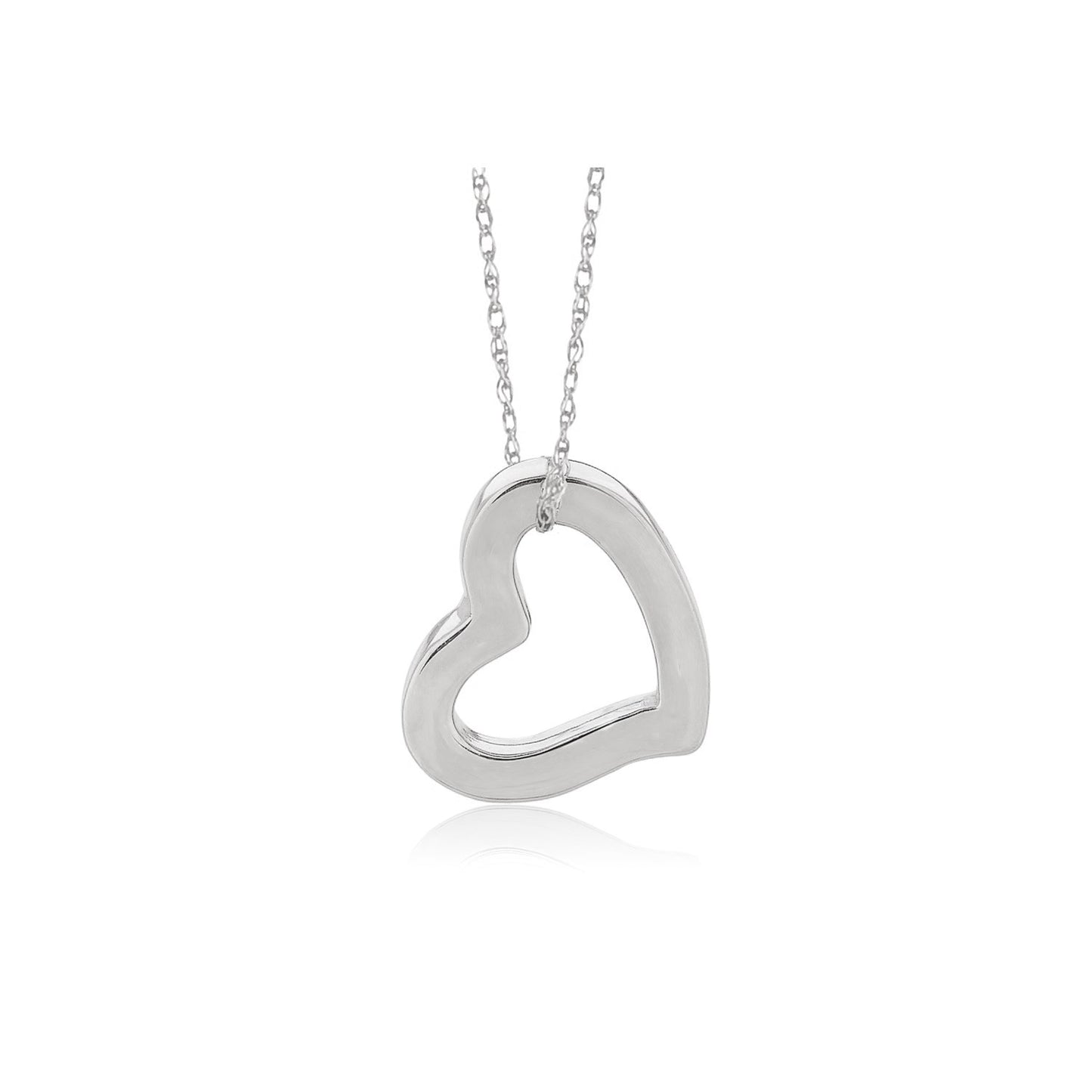 14k White Gold Heart Pendant