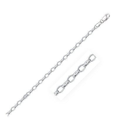 3.2mm 14k White Gold Oval Rolo Chain (3.20 mm)